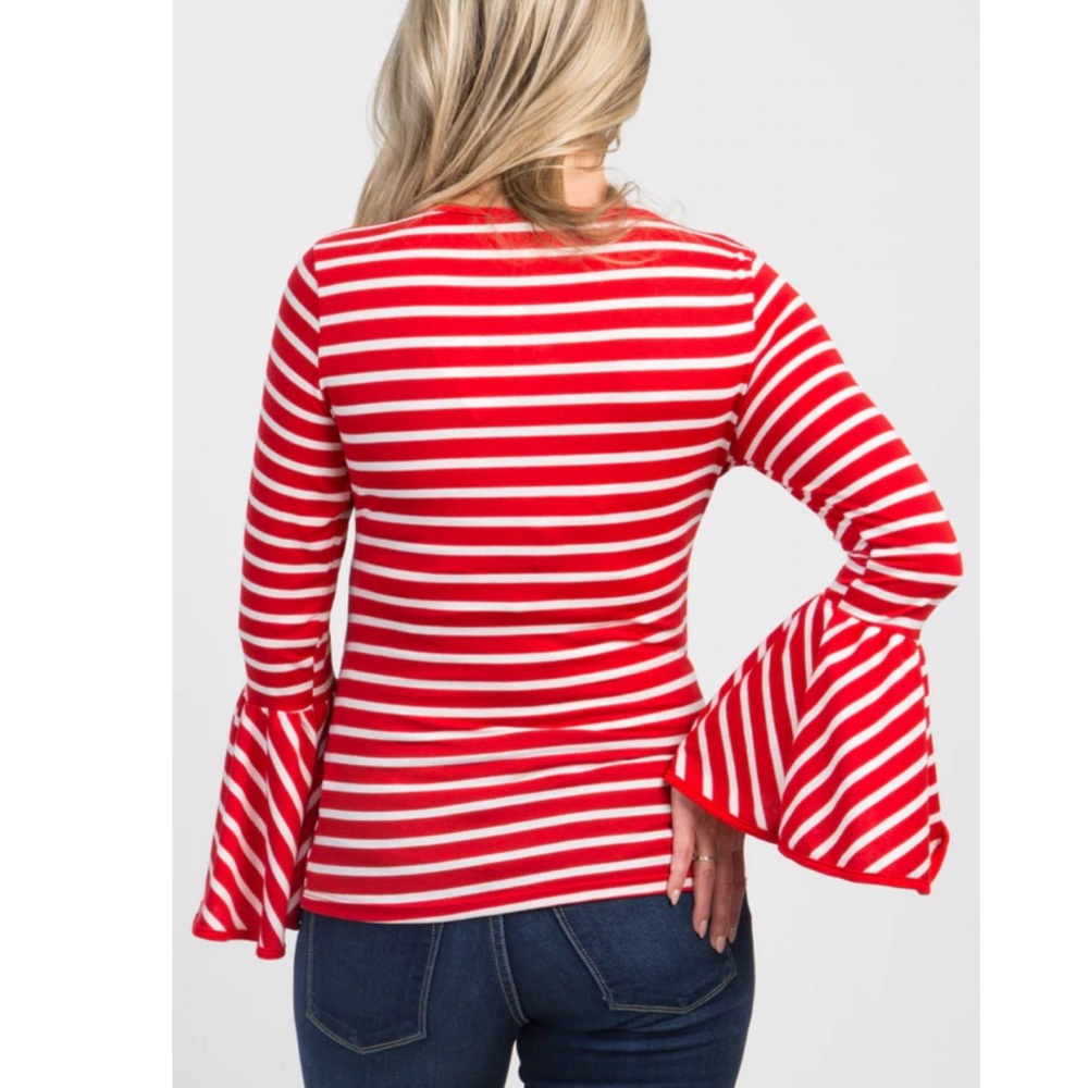 Striped Bell Sleeve Top - Picture 2 of 9